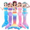 Girls Little Mermaid Dress Up Outfit Kids Mermaid Tail Costume +Top+ Panties Girl Halloween Cosplay Bikini Bathing Swimsuit Carnival Party Clothes