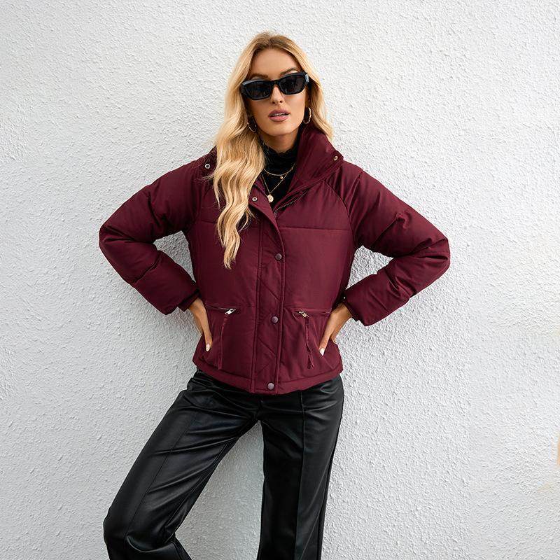 Winter Women's Plus Size Fashion Multi-colour Standing Collar Zipper Pocket Thickened Warm Cotton Jacket