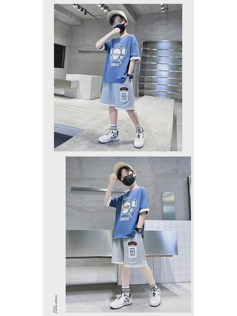 Летний комплект с короткими рукавами для мальчиков 2024 года: Спортивный и стильный крой для мальчиков среднего и крупного телосложения