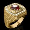 Luxury Jewelry New Men's Ring, Gold-plated Ruby Men's Ring