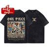 609. Летняя одежда Y2k Футболка с коротким рукавом Аниме One Piece Луффи Мужская футболка Винтажная стираная Женская оверсайз футболка с принтом Топы для спортзала