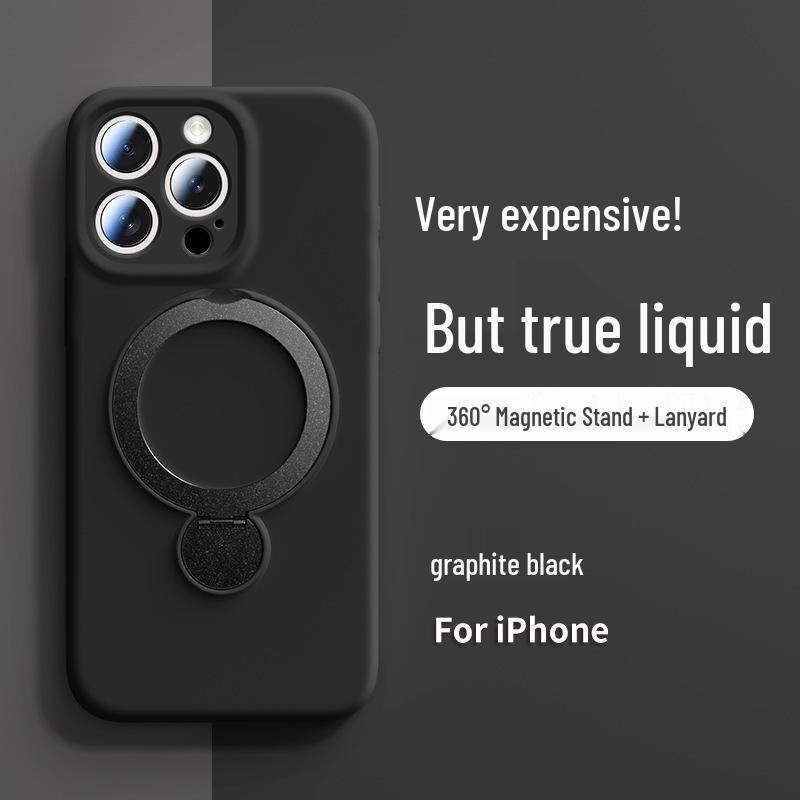 Чехол-подставка из жидкого силикона с магнитом для iPhone 15/16 Pro Max - Защитный чехол с полной покрытием