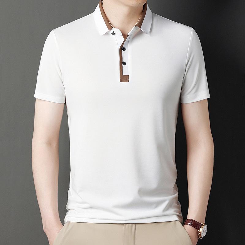 Футболка с коротким рукавом Мужская футболка Летняя новинка Деловая тонкая рубашка поло с коротким рукавом Мужская футболка