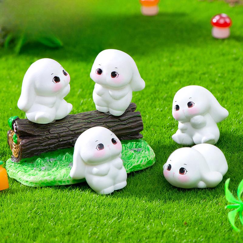 Микро-ландшафтное украшение, милый кролик, фигурка животного, ручная работа из смолы, украшение для рабочего стола, автомобиля