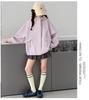 2026 long sleeved thin girls' spring and autumn hooded jacket, Korean version casual zipper jacket, stylish and trendy assault jacket