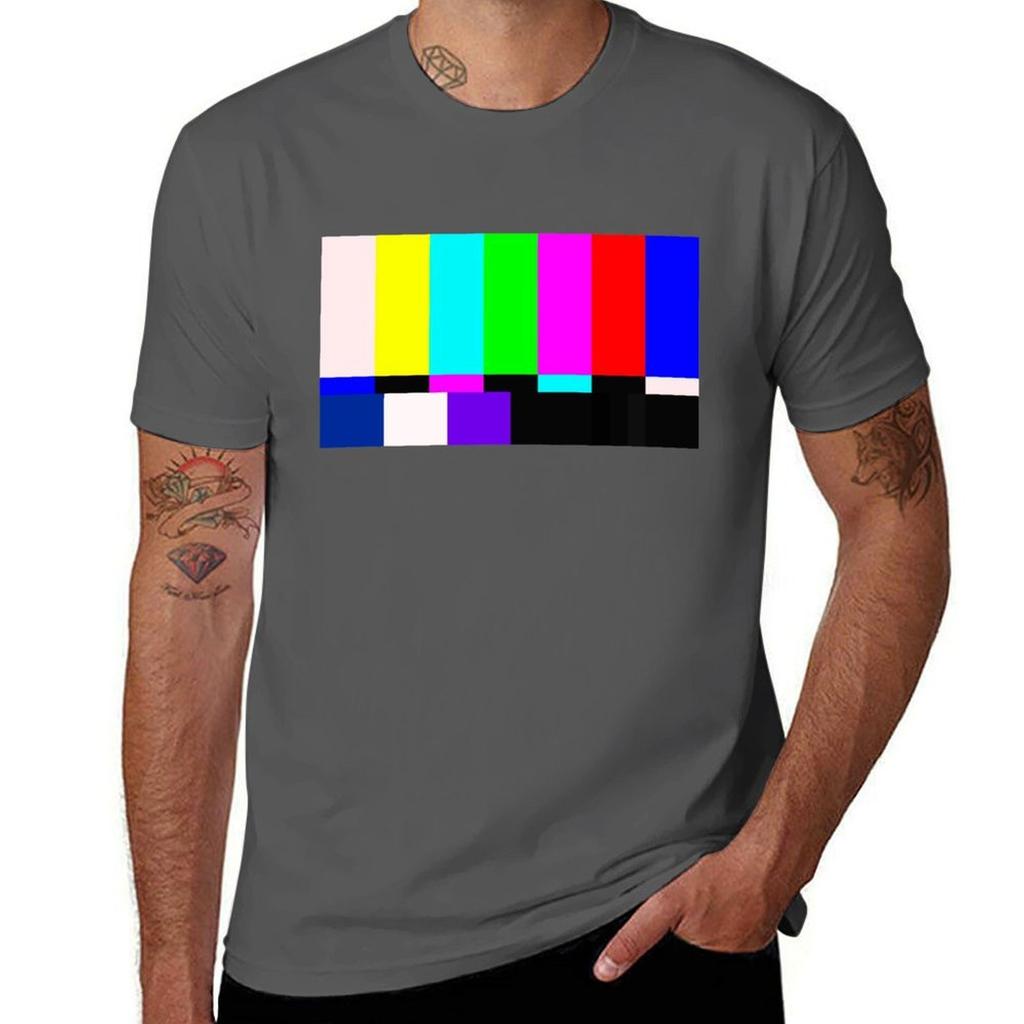 No Signal Television Screen Color Bars Test Pattern TShirt Lightweight Basic Short Sleeve Shirt