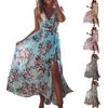 Women's Dress Fragmented Flower Print Chiffon Sleeveless V-neck Holiday Beach Split Long Dress