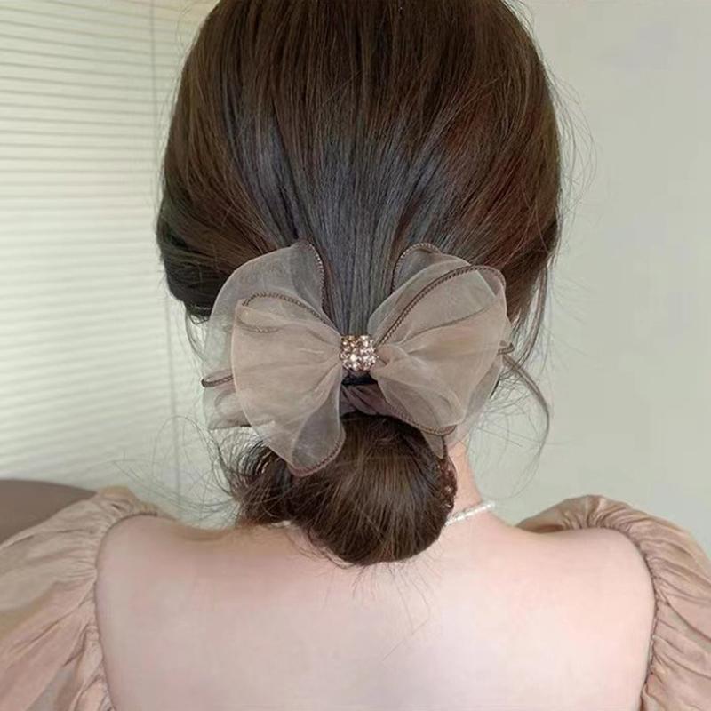 Сетчатое кольцо для волос с бантом, красное, 2022, новое, универсальное, простое, Ins, темпераментное, с шариковой головкой, чешская веревка для сверления