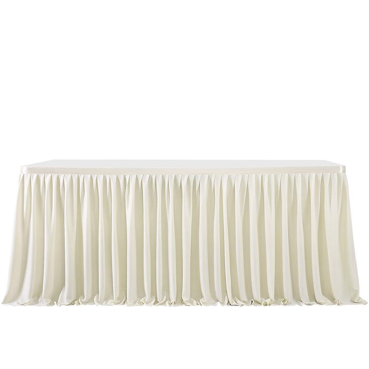 Party Solid Color Table Skirt Birthday Pleated Dessert Tablecloth Cover Wedding Festive Table Skirt Home Ruffle Edge Table Skirt