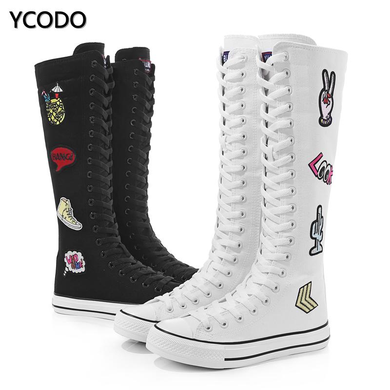 Весенне-осенние женские ботинки, парусиновые сапоги до середины икры, повседневная обувь с высоким берцем, длинные сапоги, удобные ботинки на плоской подошве со шнуровкой, размер 34-43