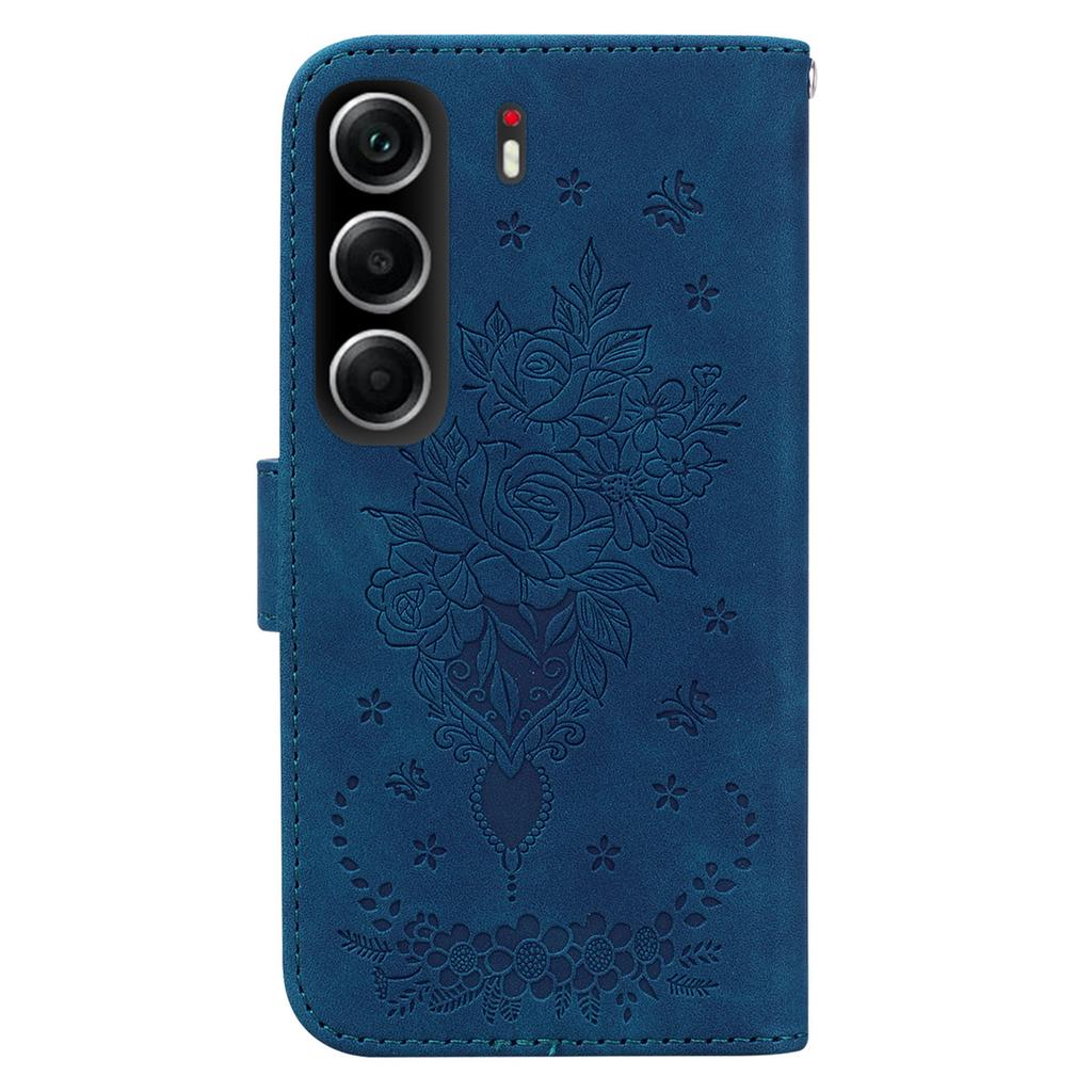 Для TECNO Camon 40 4G Чехол Кошелек из ПУ кожи с оттиском бабочки и цветка Чехол для телефона со шнурком