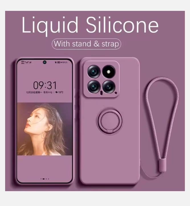 Для xiaom mijia Жидкий силиконовый чехол для Xiaomi Mi 14T 13T 12T 11T 10T Pro 11 Lite Funda для Mi 15 14 13 10 12 Pro Чехол с кольцом-держателем и ремешком