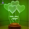 3D классическая тематическая / настраиваемая светодиодная настольная лампа с сердечками, ночник, эстетический декор для комнаты, прикроватная лампа, подарки на день рождения