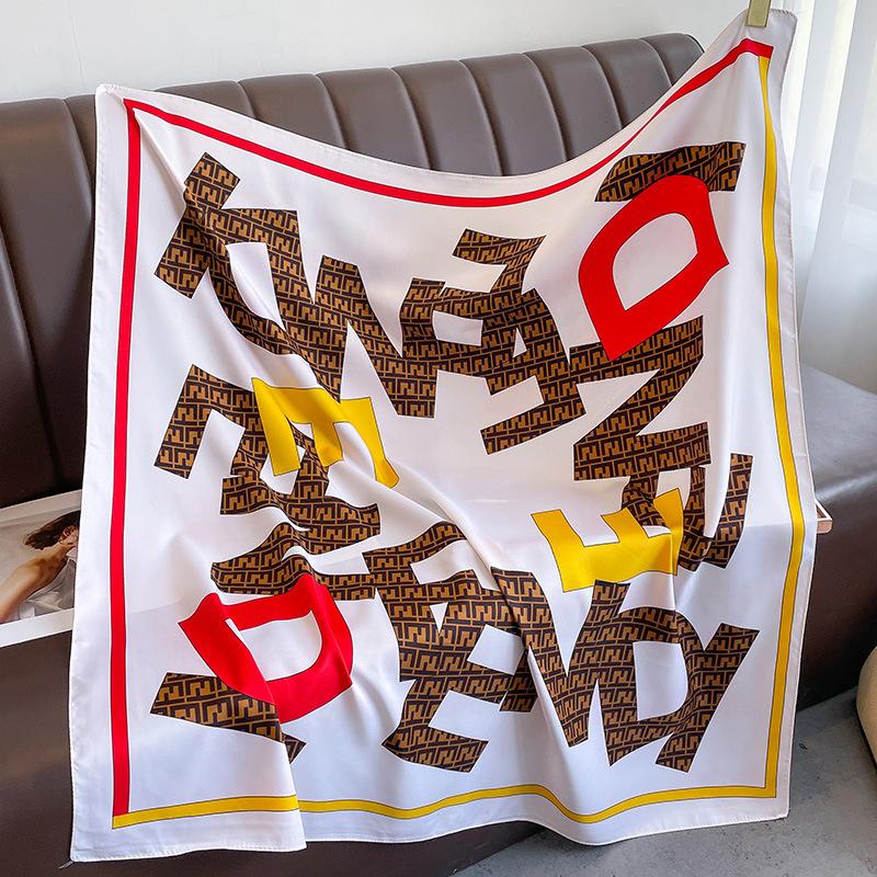 Fashion Letter Twill Large Square Scarf Fashionable Scarf Temperament Versatile Warmth Thin Scarf for Women Literary and Age-reducing
