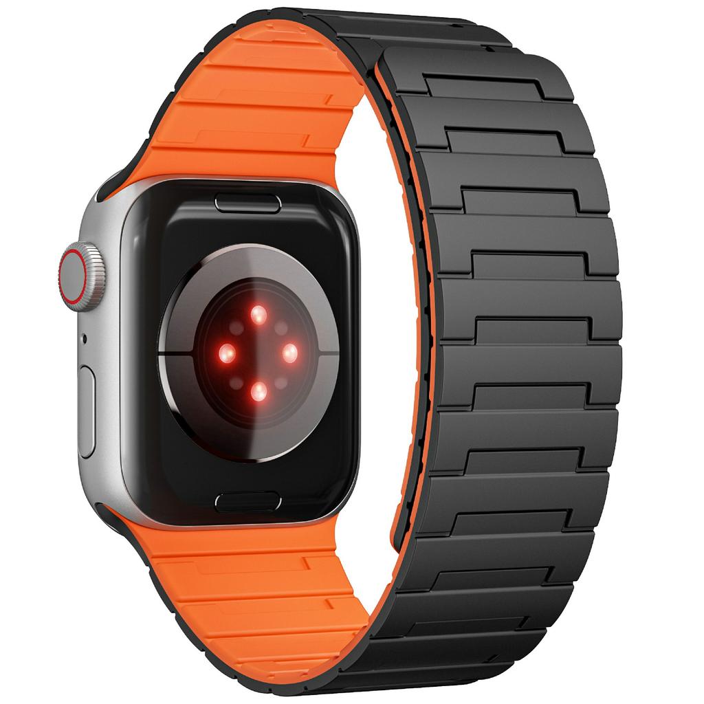 Для Apple Watch 10 46 мм/Ultra 2/Ultra 49 мм/9 8 7 45 мм/SE (2023) SE (2022) SE 6 5 4 44мм/3 2 1 42мм Магнитный силиконовый ремешок для часов