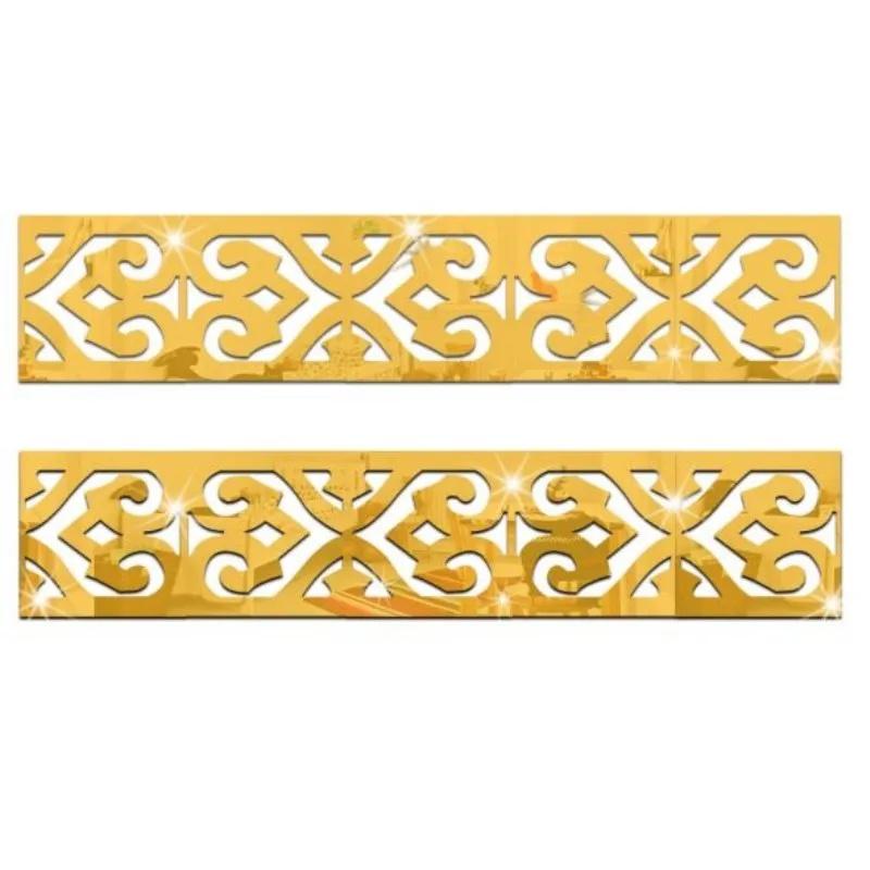 30 шт. 5*5 см зеркальная наклейка 3D линия талии здание граница акриловые зеркальные настенные наклейки для гостиной домашний декор