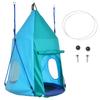 Nest Swing With Tent 100 Cm Diameter Length Adjustable Ropes Waterproof Load Bearing Up To 150 Kg Blue Green