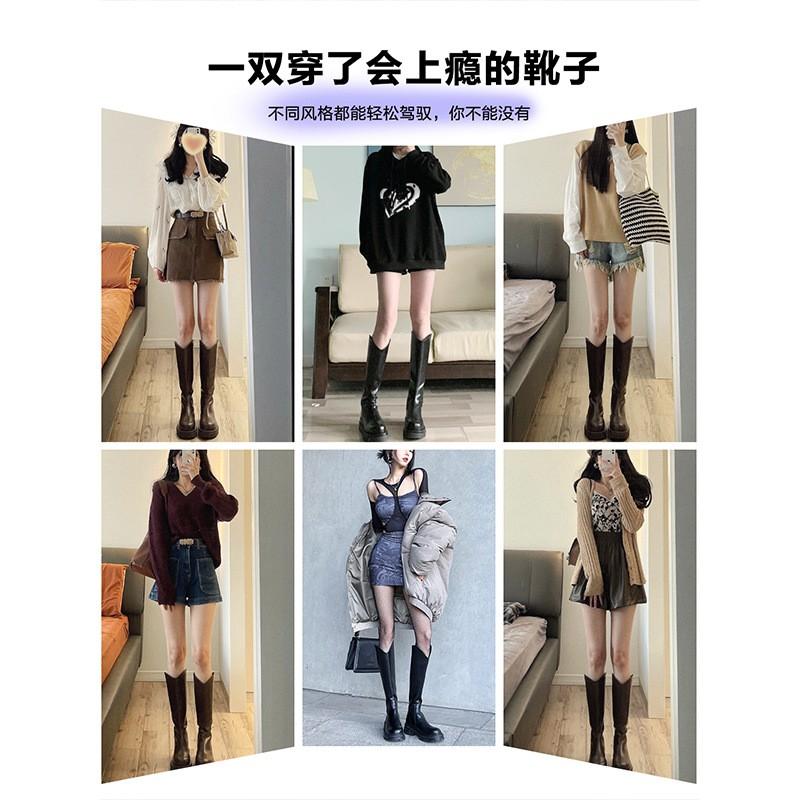 Womens Platform Martin Boots Mid-Calf Knee High Fall Winter Warm Fleece Lined Height-increasingliftWomens Lift
