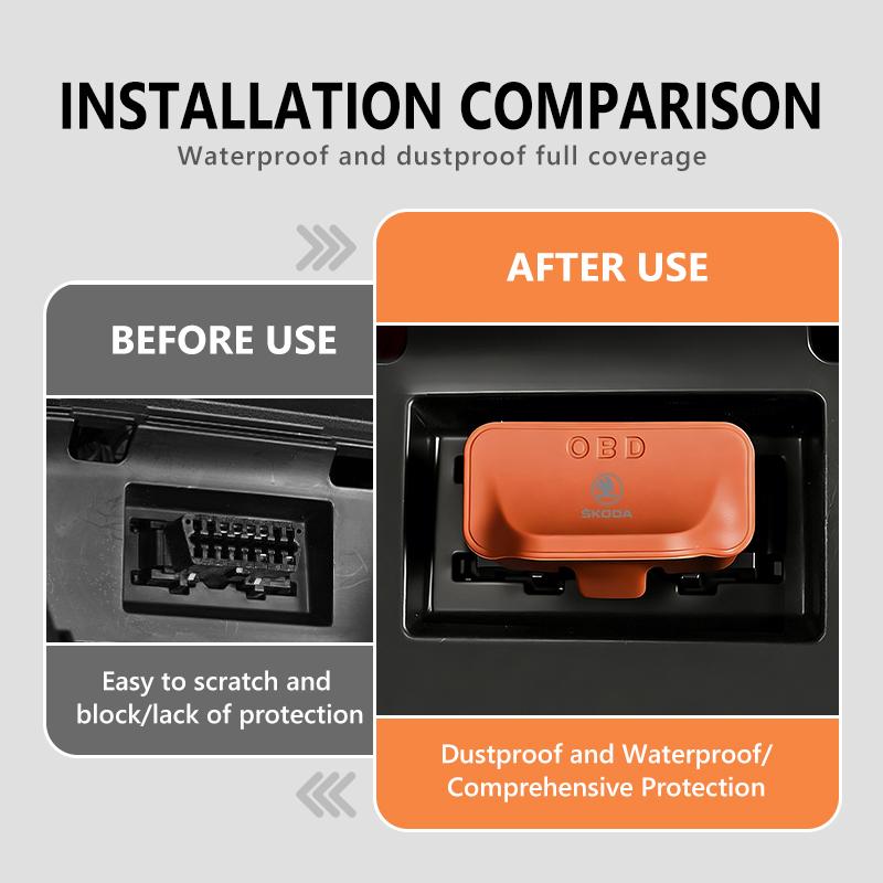 VIJT4 For Skoda Silicone Car OBD Dust Cover OBD Diagnostic Interface Protective Cover Kamiq MK3 Roomster Rapid Kodiaq Karoq Fabia