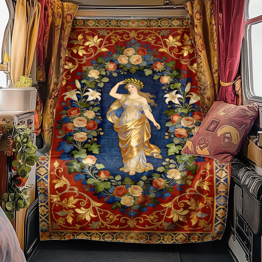 1pc Alphonse Mucha and William Morris blanket, al season lightweigh Poster blanket home office outdoor nap multifunc Poster blanketional blanket
