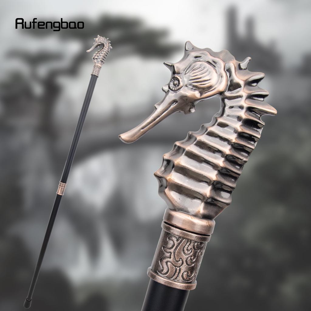 Трость для ходьбы из красной меди с изображением морского конька гиппокампа, модная декоративная палка для джентльмена, элегантная набалдашник для трости для косплея, посох 93 см