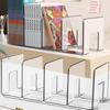 2Pcs Desk Bookend Acrylic Book End 4 Section Book Organizers Stand Magazine Stand Space Saving Shelf Bookend 32x14x13cm