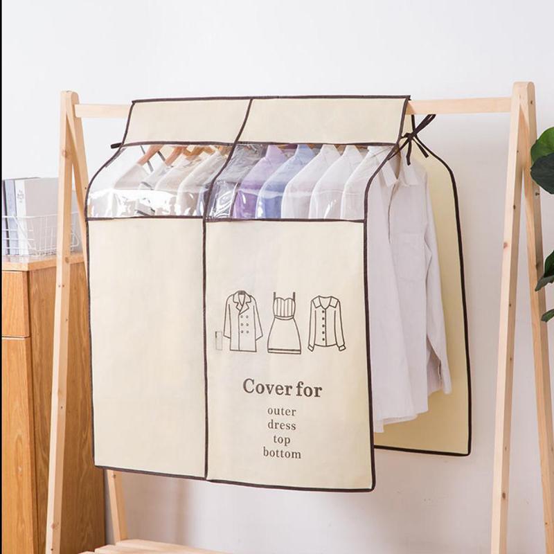 Простой стерео нетканый чехол для одежды от пыли, напольная вешалка для одежды для спальни, подвесной чехол от пыли, сумка для хранения домашней одежды