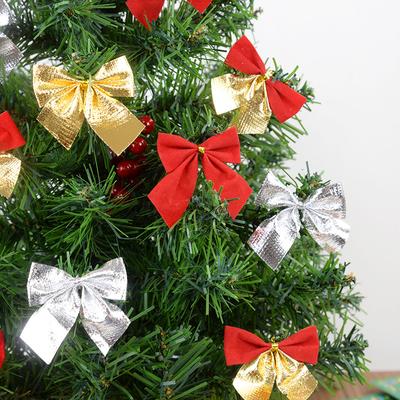12/24 шт. Рождественский бант из красного золота, мини-подвеска в виде банта на рождественскую елку, украшения для украшения дома, новогодняя вечеринка в стиле Навидад, подарки своими руками