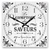 [A2862] - Wooden Wall Clock 'Le Comptoir Des Saveurs' Gray - 28x28 Cm