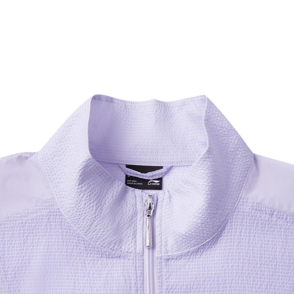 Li Ning Серия Спортивный Стиль Однотонный На молнии Воротник-стойка Удобный Дышащий Универсальный Ветровка Женская Верхняя одежда Фиолетовый AFDV992-1
