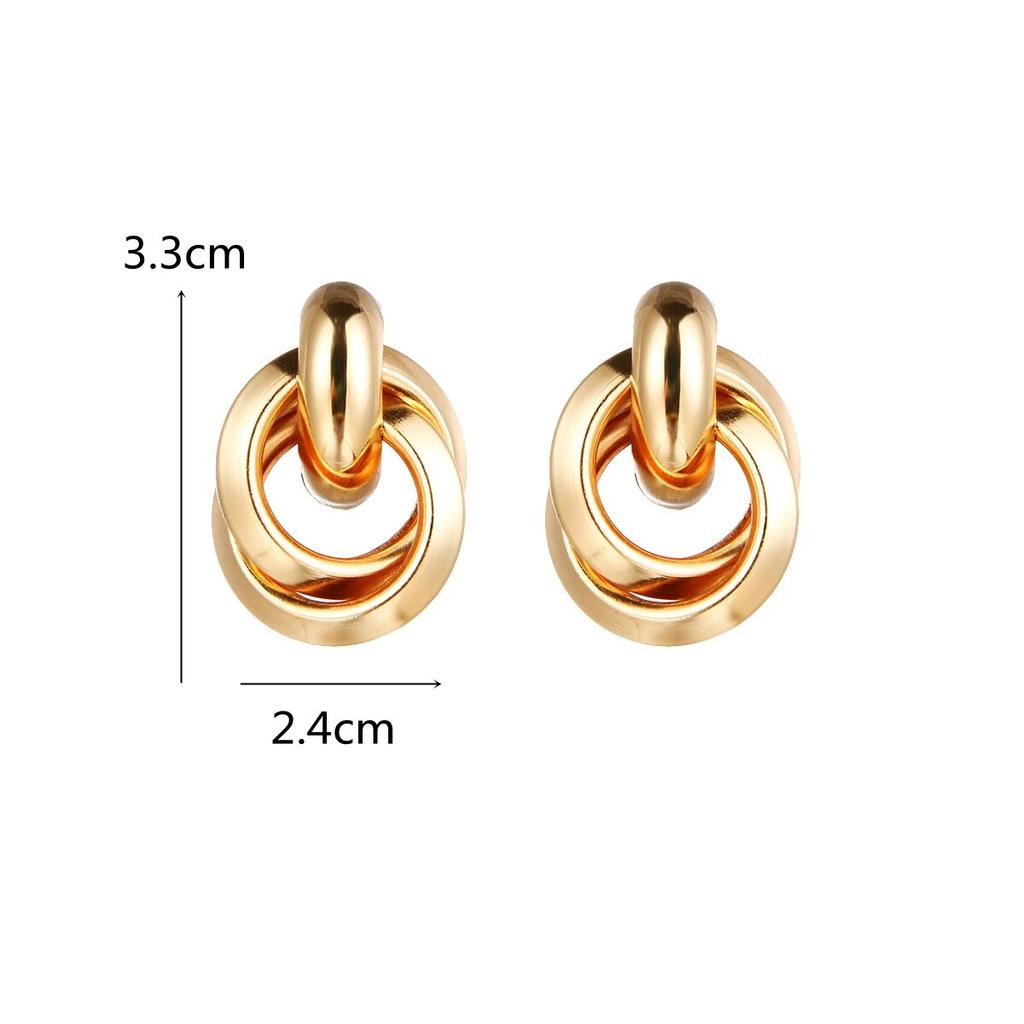 Новые модные массивные металлические геометрические серьги-подвески для женщин, крутые серьги золотого цвета в стиле панк, круглые витые висячие украшения для ушей