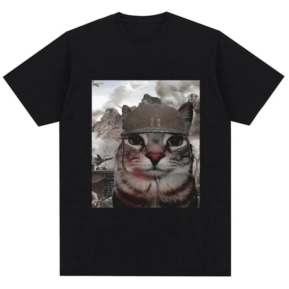 Thousand Yard Stare Cat Funny I Survived Meme Tshirt Humor Style Vintage T Shirt Unisex Women Oversized Casual Streetwear Daily
