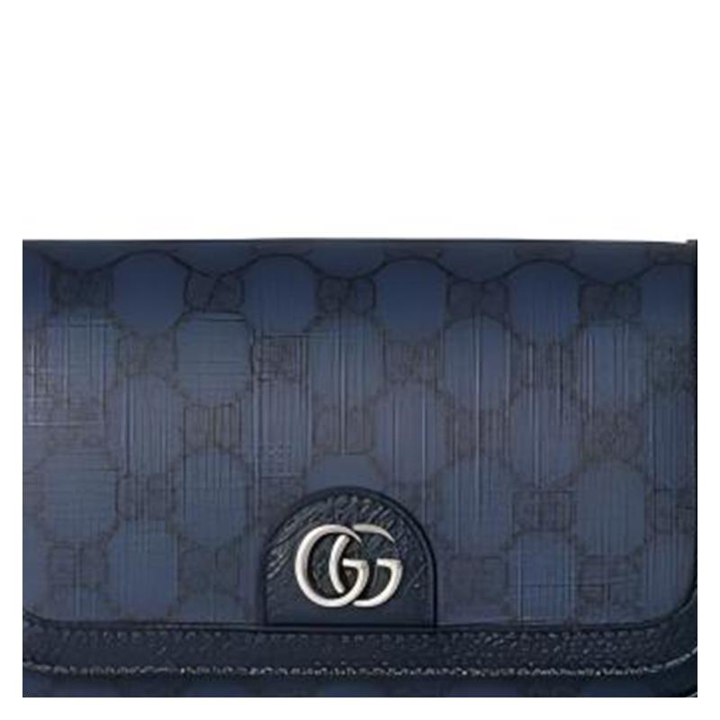 Gucci Съемный и регулируемый плечевой ремень Double G Сумка-кроссбоди на плечо из канваса Supreme супермини мужская синяя
