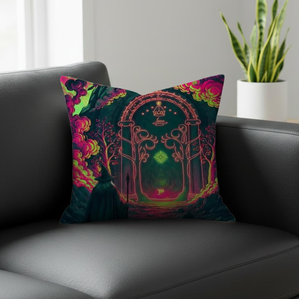Movie Door of Durin Lord of the Rings Cushion Cover Natural Linen Pillowcase Set AllinOne Decor for Sofa Bedroom Chair