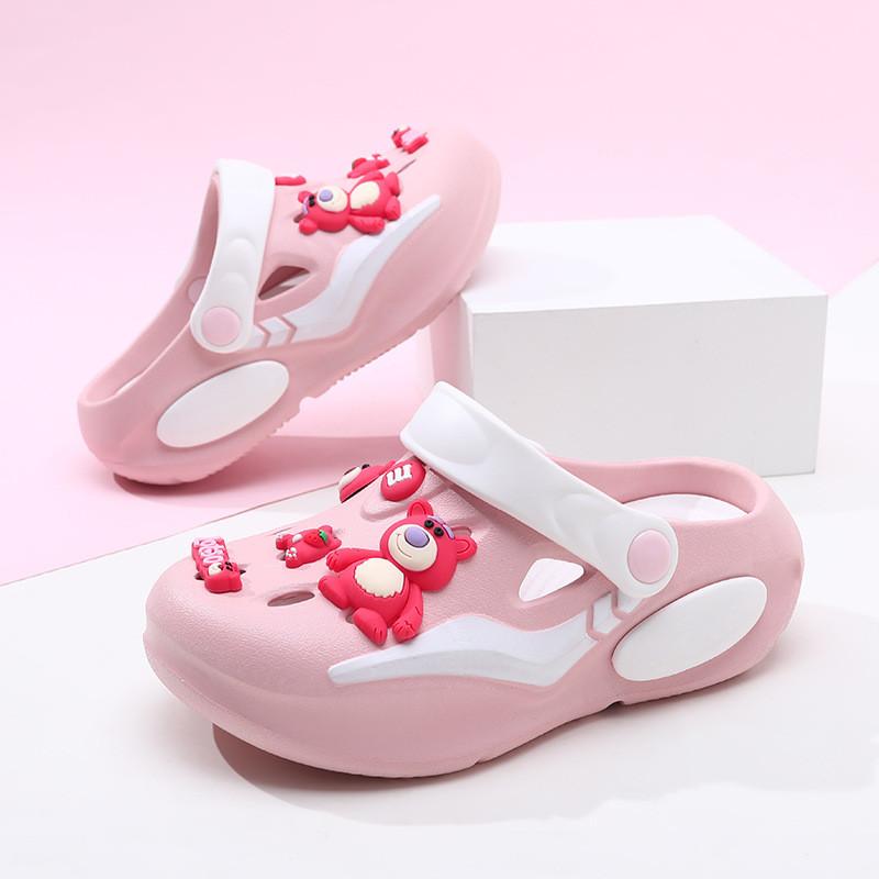 Летние детские сабо для девочек, удобные, дышащие, нескользящие, с мультяшным дизайном, пляжная обувь