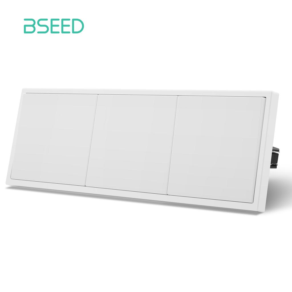BSEED EU Large Button Wall Switches 1/2Gang 1Way Wall Power Sockets Dual USB Phone Charge Port 5V White Home E-Series