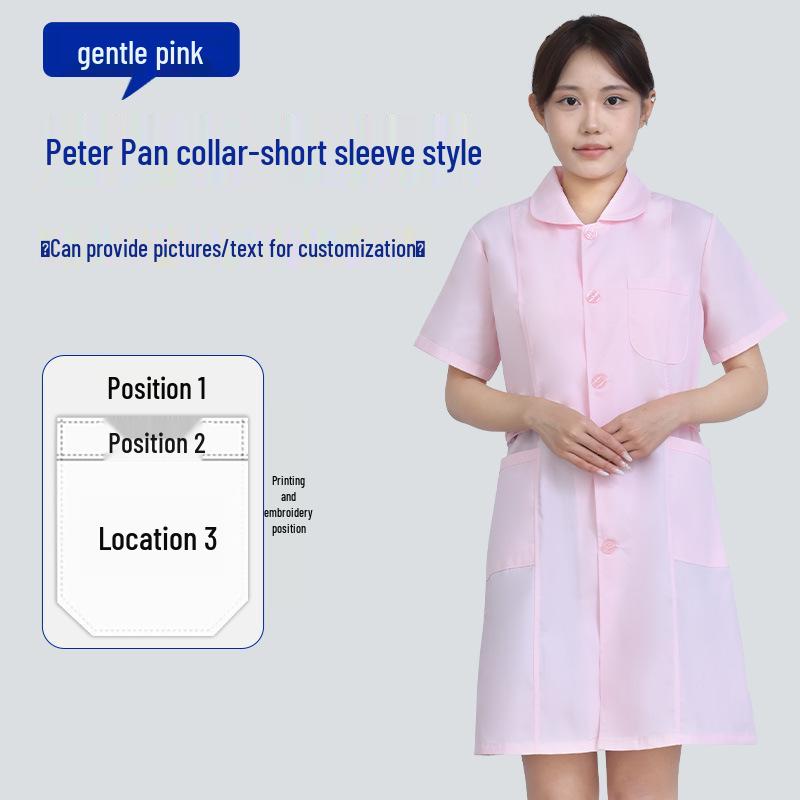 Unisex Saint Snowland Peter Pan Collar Doctor's White Coat - Long Sleeve for Dental & Hospital Professionals