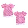 Яркая блуза в стиле «конфеты» с короткими рукавами (120-130cm) Красочные милые большие точки (розовый) Комплект из 2-х симпатичных детских комбинезонов с короткими рукавами для девочек, детский сад