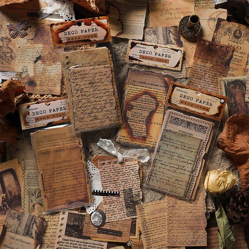 30pcs/pack Vintage Newspaper Decor Scrapbooking Material Paper DIY Collage Craft Junk Journal Planner Stationery Paper