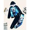 Boys Winter 2-Piece Hooded Sweatshirt Set With Cartoon Print Long Pants Casual Outfit Kids 8 Years