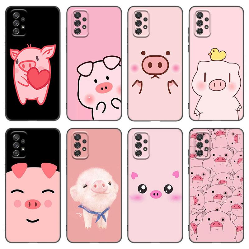Розовый забавный чехол для телефона Pig для Samsung A04 A21 A30 A50 A52 S A13 A14 A22 A23 A32 A53 A73 5G A11 A12 A31 A33 A51 A70 A71 A72