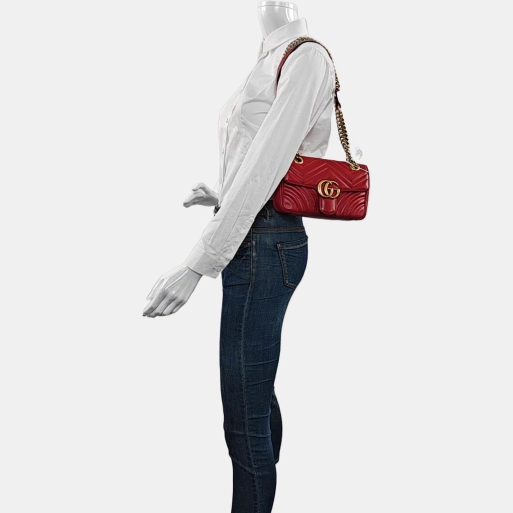 [Pre-Owned] Gucci GG Marmont Matelassé Mini Bag 'Red' - Very Good #1HDZEF8
