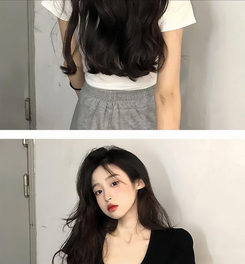 Женский укороченный топ из хлопка облегающего кроя с U-образным вырезом - Весенне-летняя футболка с коротким рукавом