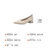 Huiliya French New Simple Model Pointed Head Thin Thick Heel Middle Heel Single Shoes Low Heel Light Mouth Women's Shoes Ladyshoes Y373