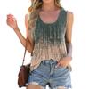 Fashion Round Neck Tie-dye Print Loose Sleeveless T-shirt Vest Woman