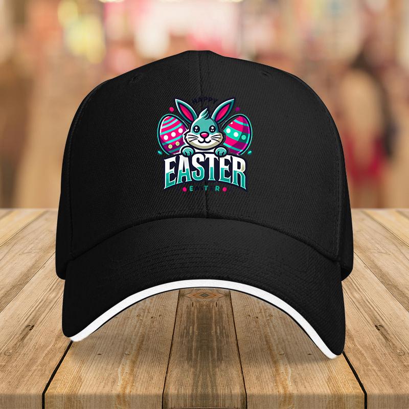 Easter Bunny Eggs Graphic Baseball Cap Polyester Adjustable Casual Outdoor Sports Sun Protection Hat