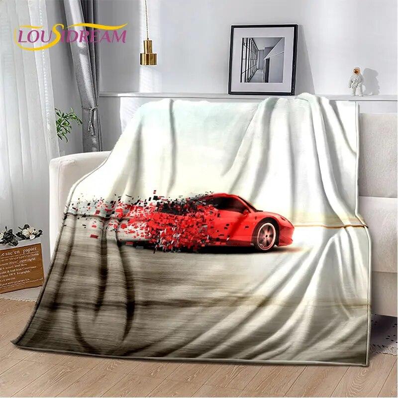 Мягкое плюшевое одеяло с концепцией спортивного автомобиля, фланелевое одеяло, одеяло для гостиной, спальни, кровати, дивана, чехол для пикника Bettdecke