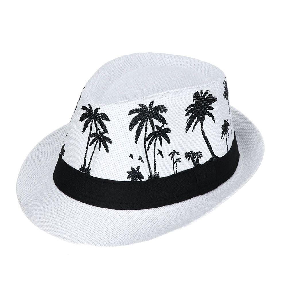 2022 Солнечная шляпа Мужская Женская Парная Цилиндр Рисунок Кокосовых Пальм Джазовая Кепка Пляжная Шляпа