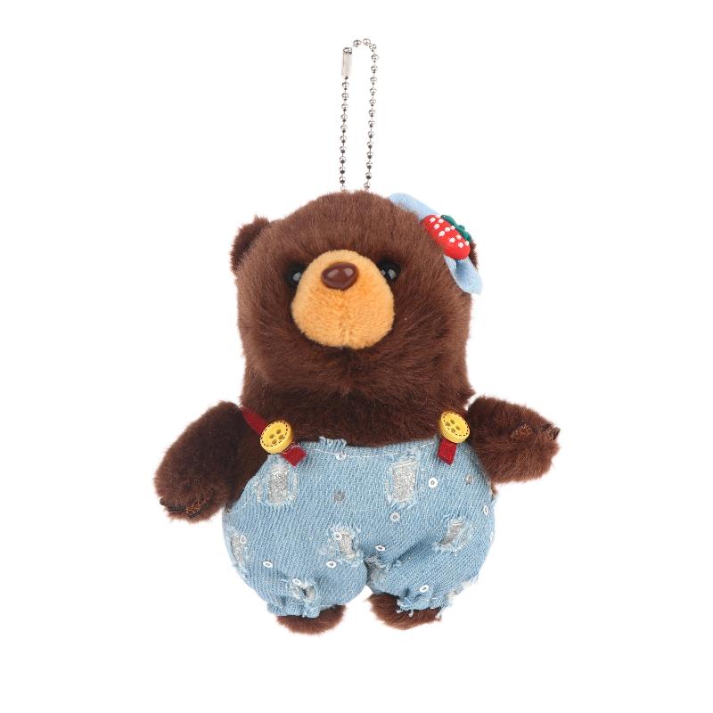 Kawaii Bear Plush Keychain Cartoon Stuffed Doll Pendant Durable Clip for Backpack Handbag Girls Daily Decor