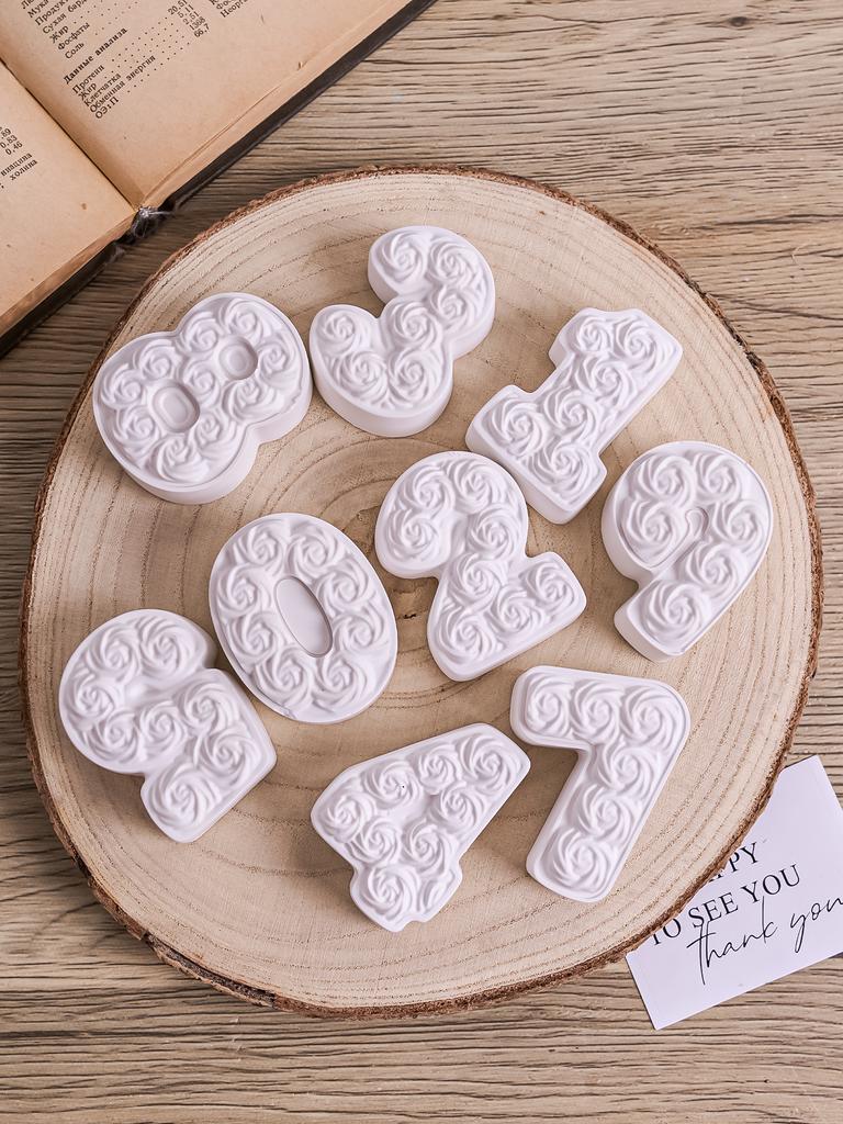 DIY Роза Цифра Свеча-Украшение на День Рождения Силиконовая Форма Ручная Работа Ароматические Свечи Материалы для Изготовления Гипсовые Поделки Формы для Заливки Подарки